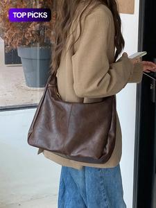 女性用のソリッドカラーのショルダーバッグ、毎日使用できるファッショナブルな大容量のクロスボディバッグ、カジュアルでトレンディで多目的な高品質の日常通勤バッグ