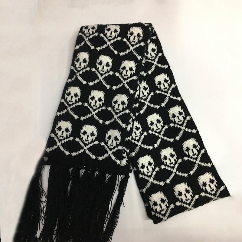 Khăn Quàng Cổ Đầu Lâu Rồng Unisex Cho Nam Và Nữ, Khăn Choàng Pashmina Dệt Kim, Màu Đen, Acrylic, Echarpe, Bộ Xương Nữ Sang Trọng, Quấn Tua Rua, Mùa Đông Choàng Cổ Women 0