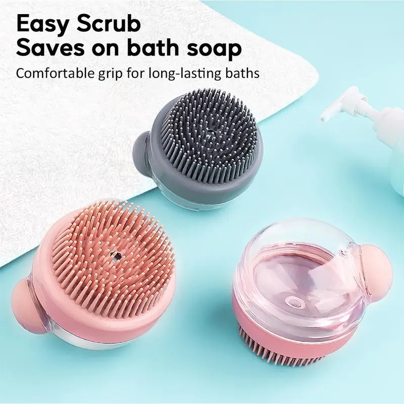 Bàn Chải Nhà Tắm Cho Chó, Bàn Chải Chải Lông Cho Mèo, Bàn Chải Tắm Cho Thú Cưng, Lược Silicon An Toàn, Có Hộp Dầu Gội, Thích Hợp Cho Chó Và Mèo, Dụng Cụ Tắm Sạch 3