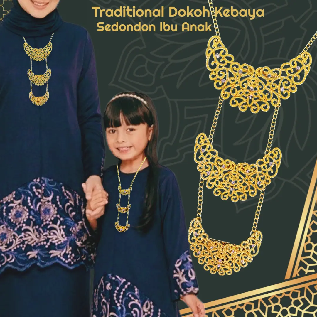 Brooch Hijab Sedondon Ibu Anak Traditional Dokoh Kebaya Berantai RAYA 2025 Brooch Hijab