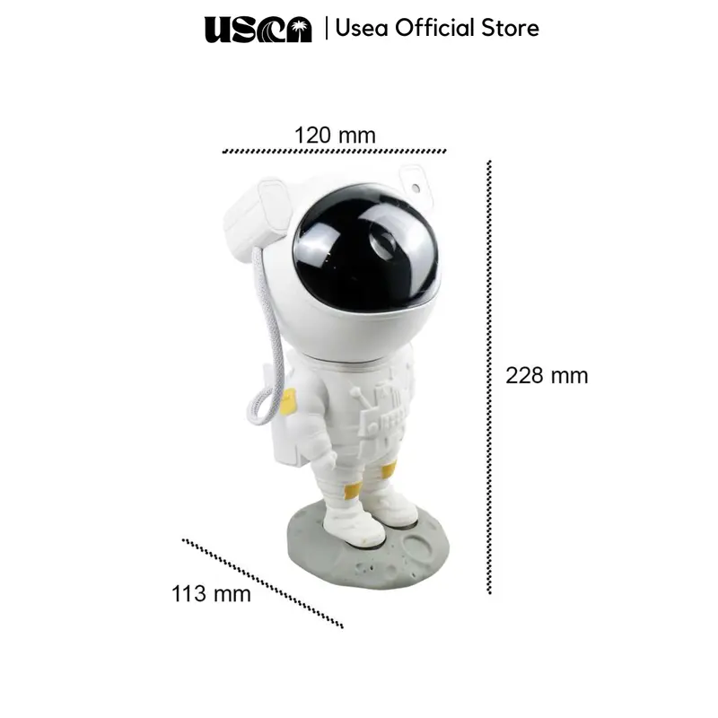 USEA Lampu Tidur Proyektor Bintang Galaxy 8 Warna Nebula Astronaut / Astronot Baterai Hitam Lampu Langit Galaxy Kamar Aurora 7