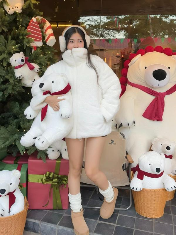 Áo khoác lông thỏ trần bông màu TRẮNG & ĐEN bản mới cổ rộng cực kỳ dày dặn cực kỳ mềm mịn