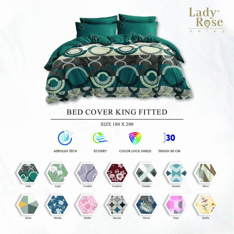 Lady Rose Prime - Bed Cover Set King 180x200 Tinggi 30Cm Fitted "Live" 2
