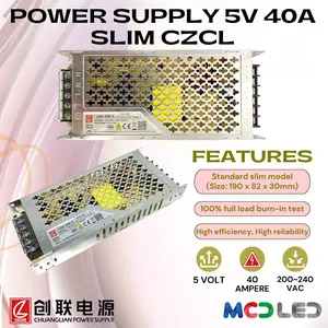 POWER SUPPLY RUNNING TEXT 5 Volt - 40 Amper SLIM CZCL