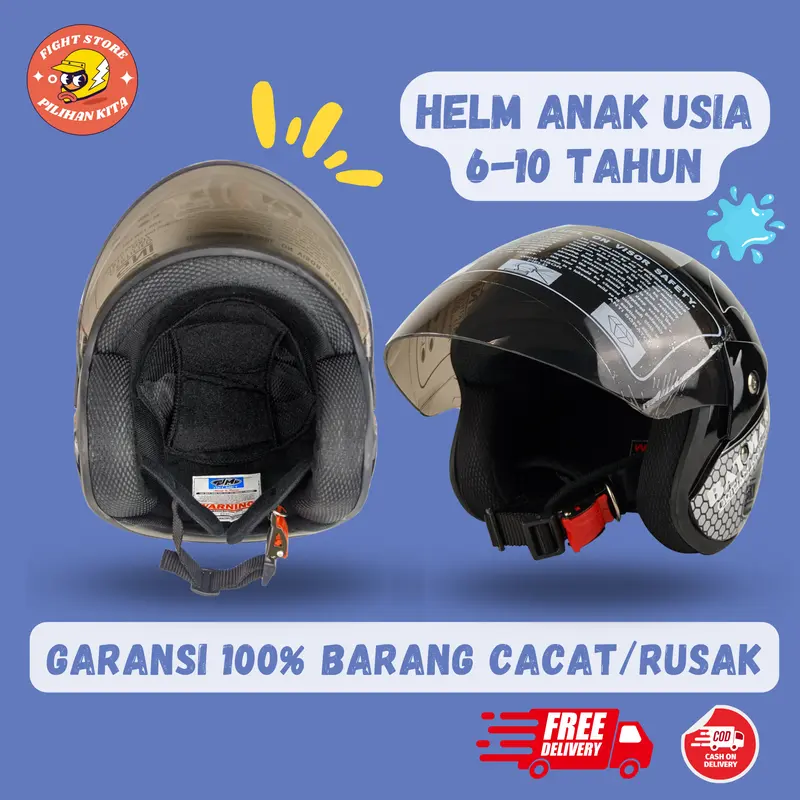 Helm Anak Junior SNI Original JM Motif Spiderman Usia 3-7 Tahun - Motorcycle, Half Face, Smoke Visor 4