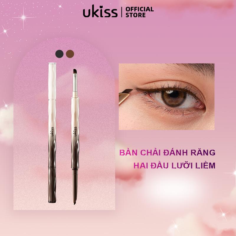 UKISS-Bút Chì Kẻ Mắt Dạng Gel, Hai Đầu, Có Cọ Kẻ Mắt, Không Thấm Nước Và Chống Nhòe, Lâu Trôi, 50mg, Dành Cho Phụ Nữ, Mỹ Phẩm Trang Điểm