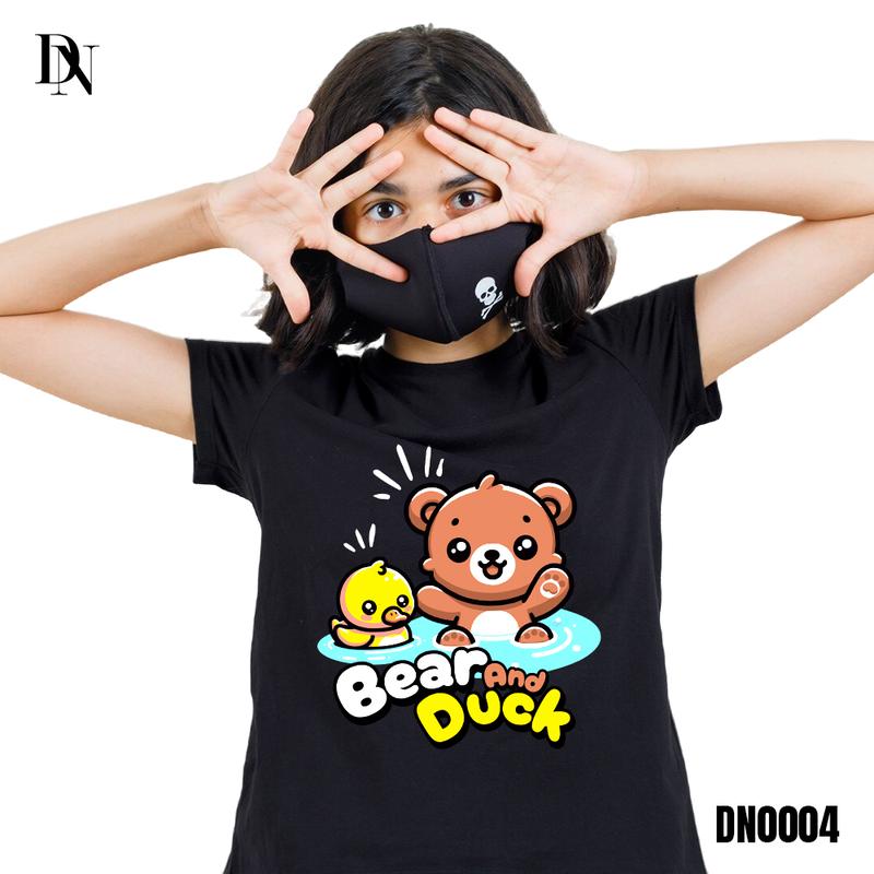 DNTK0004 - T-Shirt Gaya Pria Wanita - Kaos Motif Beruang Coklat dan Bebek Combed Katun 4