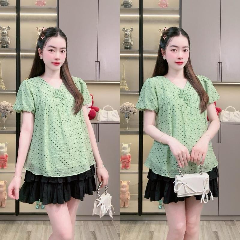 [ ẢNH THẬT ] ( 40 - 80kg ) Áo Bầu Babydoll , Hoạ Tiết Chấm Bi Dễ Thương Che Bụng Tốt Thích Hợp Dạo Phố, Đi Biển