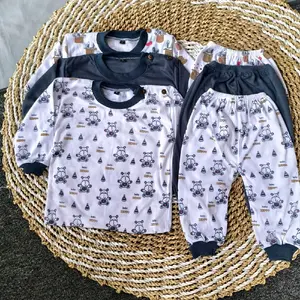 PROMO Kaos Anak DENZIE Paket 3 Setel Lengan Panjang Piyama Oblong , Termurah Kualitas Top  Usia 3 Bulan -24 Bulan Ready Size M,L,XL (UNISEX ) SEMUA Gender