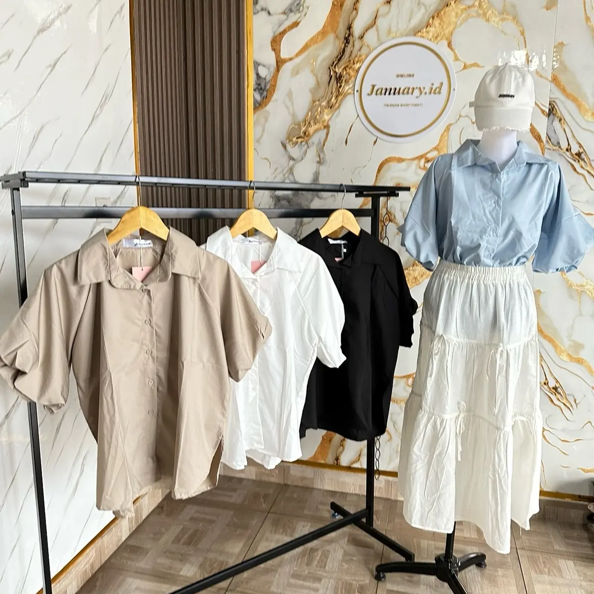 January 0131 -  Baju atasan blues cewek - kemeja wanita - kemeja basic wanita  Dewasa