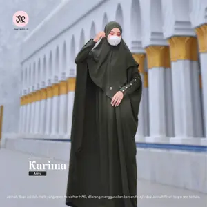 Jannah River Abaya Set Karima Cutting Oversized Bahan Crinkle Airflow Premium Busui Friendly Wudhu Friendly Gamis Set Umroh Wanita Muslim Syari Dress Dewasa Jannah River