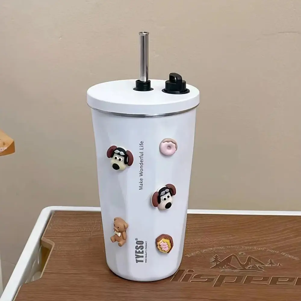 Thermos Water Bottle Water Cup Vacuum Stainless Steel Coffee Cup Vehicle-Mounted Straw Cup Water Bottle Keeps Cold And Hot