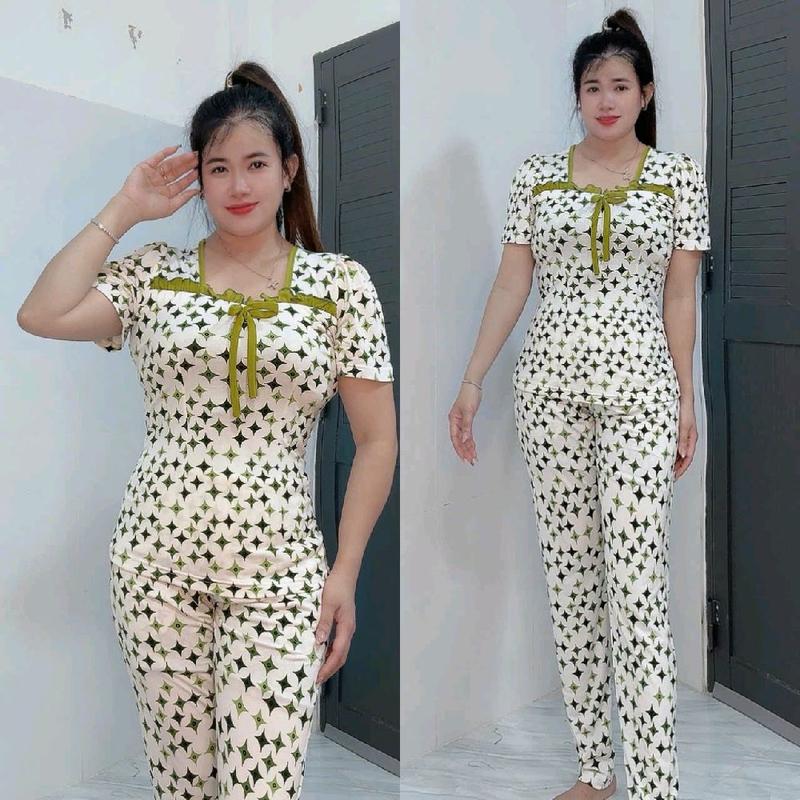 Tâm Đan_ Đồ Bộ Nữ Mặc Nhà Quần Dài Ống Ôm Vải Thun ATI Giặt Máy Được Size Từ 48 Đến 78kg Vừa Phối Đen Sang Trọng Tinh Tế Chất Liệu Mềm Mịn Mát Co Giãn 4 Chiều