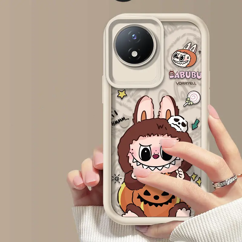 Untuk VIVO Y02 Y02T Y02A Y02S Labubu Casing Jual panas Casing lembut untuk ponsel Bahan silikon Gaya baruKasus TPU Anti gores Kamera Cakupan Penuh Tahan benturan Kepala Kacamata Malaikat Kotak Pelindung Ponsel 3
