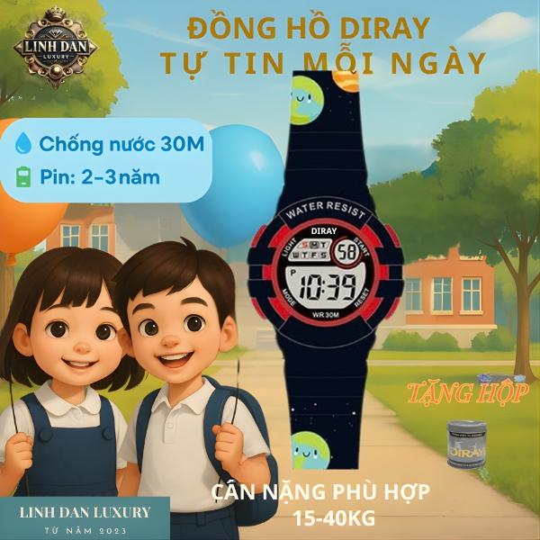 [DIRAY 8206LK] Đồng Hồ Trẻ Em Chính Hãng | Điện Tử – Đèn LED – Chống Nước 30M | Cho Bé Trai, Bé Gái Mẫu Giáo & Học Sinh Cấp 1