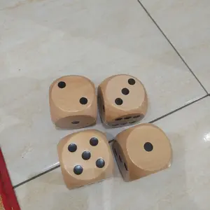 Dadu Dice WOOD doff KAYU Coating Besar Jumbo sudut BULAT Warna random Unik Koleksi Viral anak