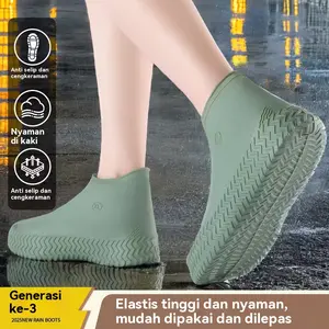 Penutup sepatu anti hujan untuk pria dan wanita / tahan air, anti selip, menebal, tahan aus, portabel, perjalanan luar ruangan, penutup sepatu bot hujan anti hujan / penutup sepatu silikon Anak