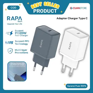 RAPAtech POWER I (PD20W) - CH1030 Adaptor Charger Fast Charging Adaptor Charger Type C Adaptor Charger 20 Watt Kepala Charger Fast Charging