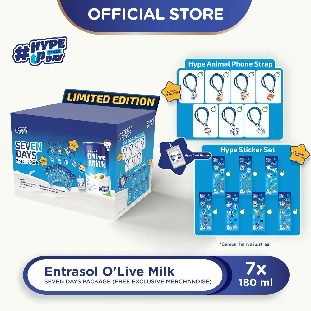 Entrasol O'Live Milk Susu Steril Seven Days Package (7x180 ml) FREE EXCLUSIVE MERCHANDISE