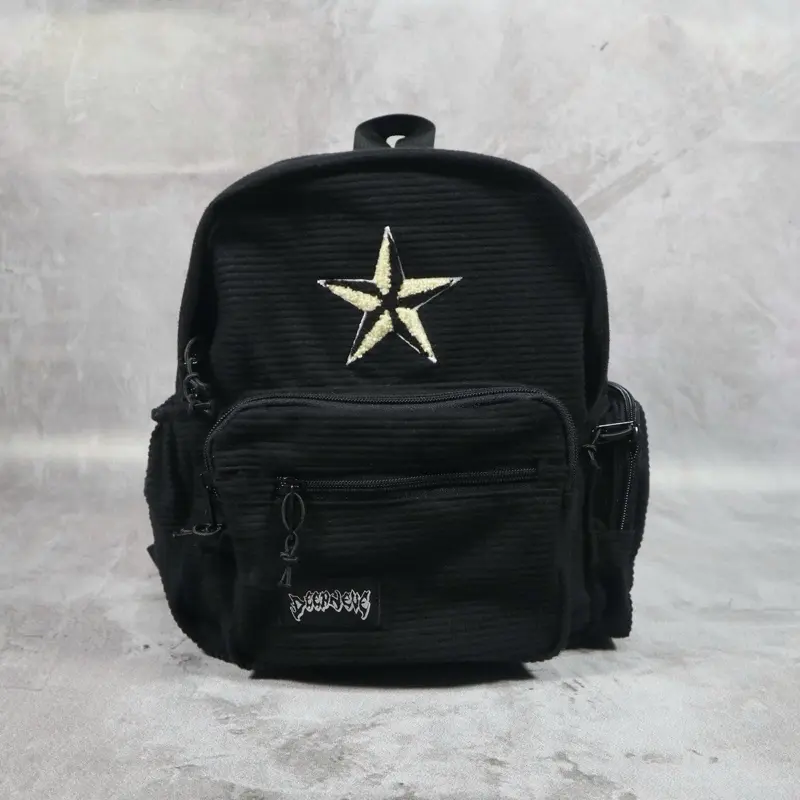Mini Backpack Enamor Corduroy DeepNeve Black Tas Ransel Mini Enamor Corduroy Deepneve Hitam 2