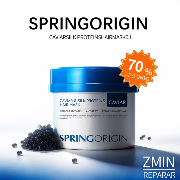 Spring Origin Máscara Capilar de Caviar e Colágeno | Nutrição Profunda para Cabelos Secos e Danificados, Maciez, Brilho e Controle do Frizz, para Todos os Tipos de Cabelo①