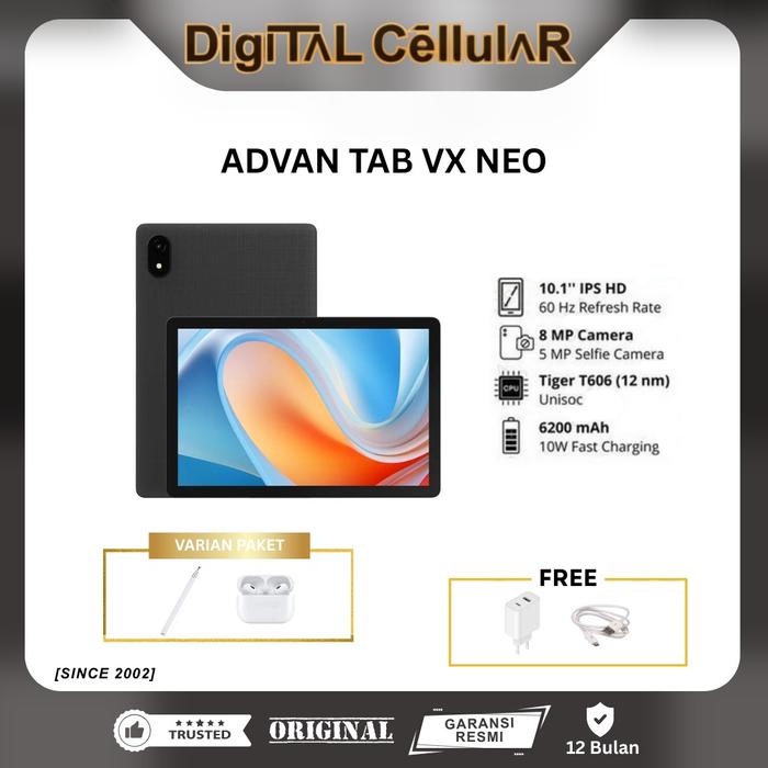 Gambar [SPECIAL CREATOR] ADVAN TAB VX NEO 4/128GB Dual SIM Card 4G LTE GARANSI RESMI - BLACK, HEMAT dari DIGITAL CELLULAR GRUP Kota Medan Tokopedia