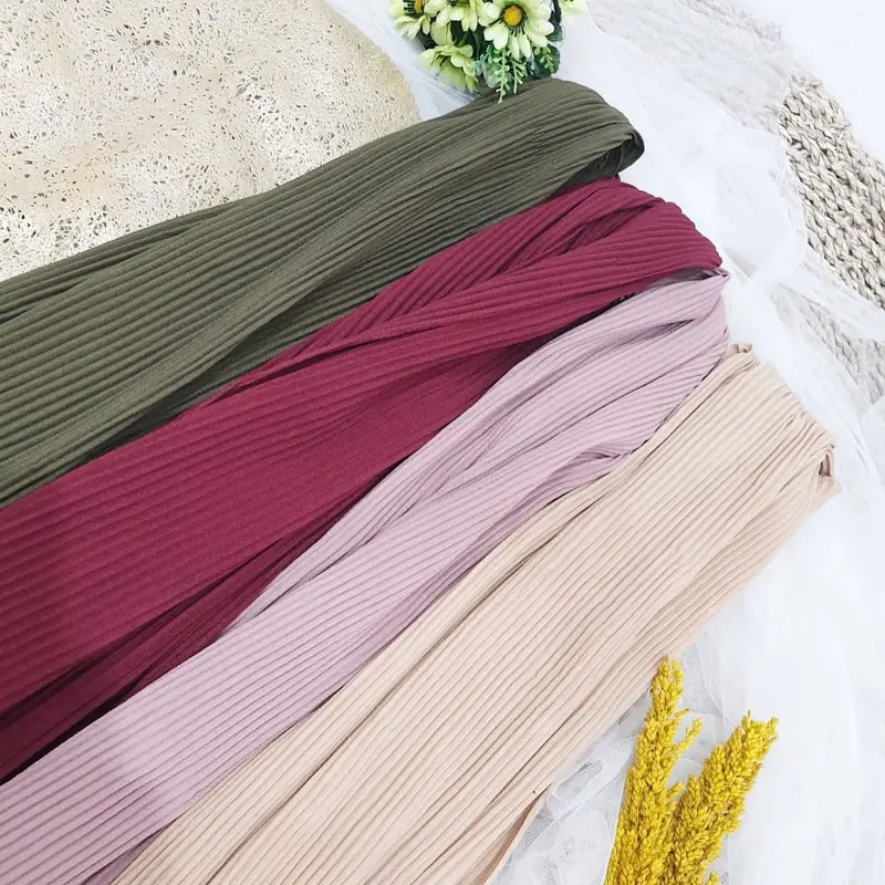 Pashmina Full Plisket Lidi Ceruty Babydoll / Pleats Garis Muslim Ceruti Syal 6