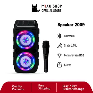Speaker Bluetooth Bass Microphone Karaoke Rbg Lampu Portable Speakers Wireless Speaker-2009