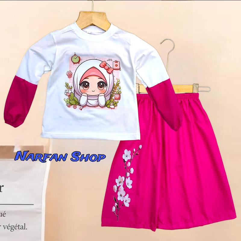 Setelan Rok Dan Baju Anak Perempuan Bahan Cringcel Buat Usia 3-12 Tahun 2