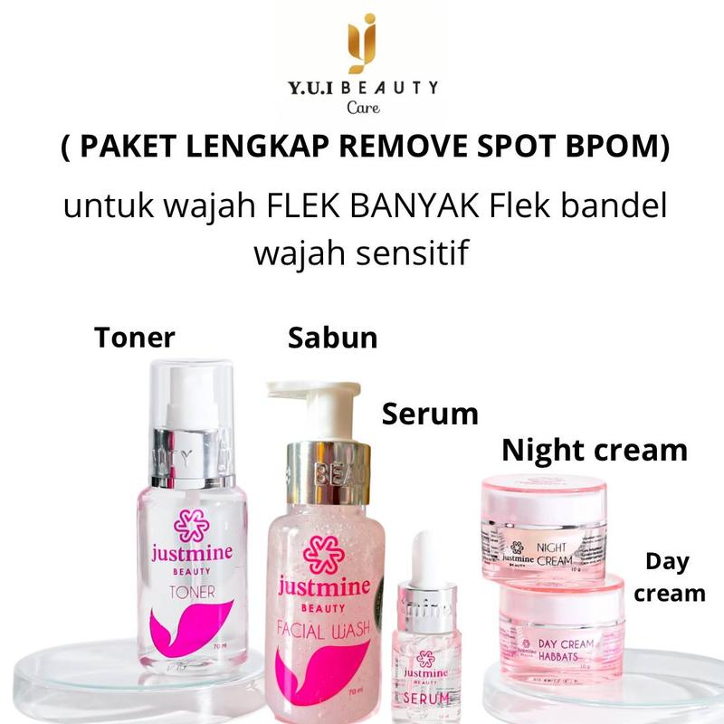 Justmine Beauty Skincare Wajah Glowing All Paket Perawatan wajah Berjerawat Mengencangkan Facial Mencerahkan Kusam Hitam Kosmetik 2