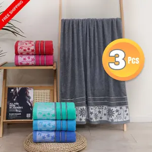 OBRAL 3 PCS Handuk Katun Dewasa - Uk 70 x 140 cm cocok untuk kado dan di pakai sehari-hari