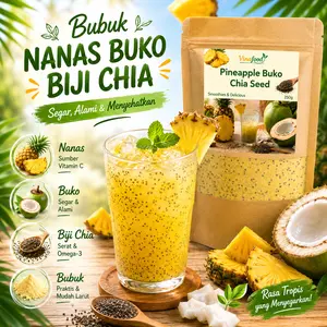 [Promo Pembukaan] PINEAPPLE BUKO CHIA SEED – Refresh & Hydrate Blend | Tropical Coconut Fruit Drink | No Sugar Added