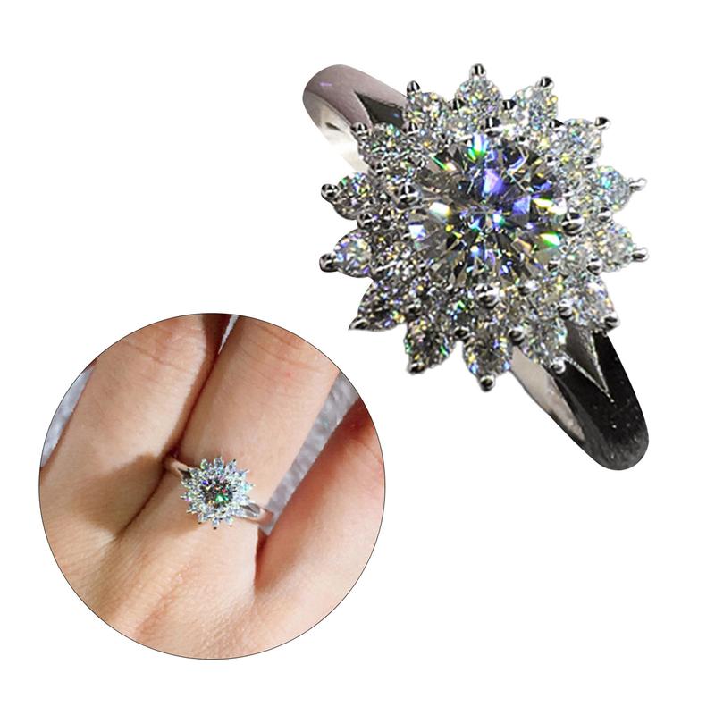 Product Introduction of Cincin Bunga Matahari Zirkonia, Reka Bentuk Indah, Cincin Jari Bling, Untuk Wanita dan Gadis, Sesuai untuk Perkahwinan, Pertunangan dan Pesta, Hadiah Barang Kemas 38