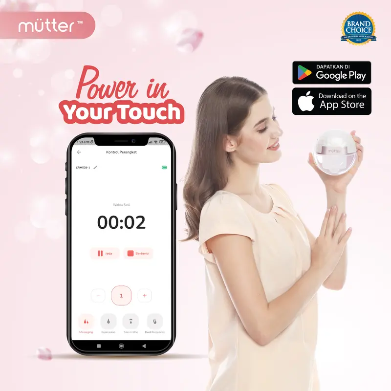 Pompa ASI Elektrik Smart Wearable Mutter Gold Links dengan 4 Mode Nyaman dan Baterai Lithium Rechargeable - Bayi 2