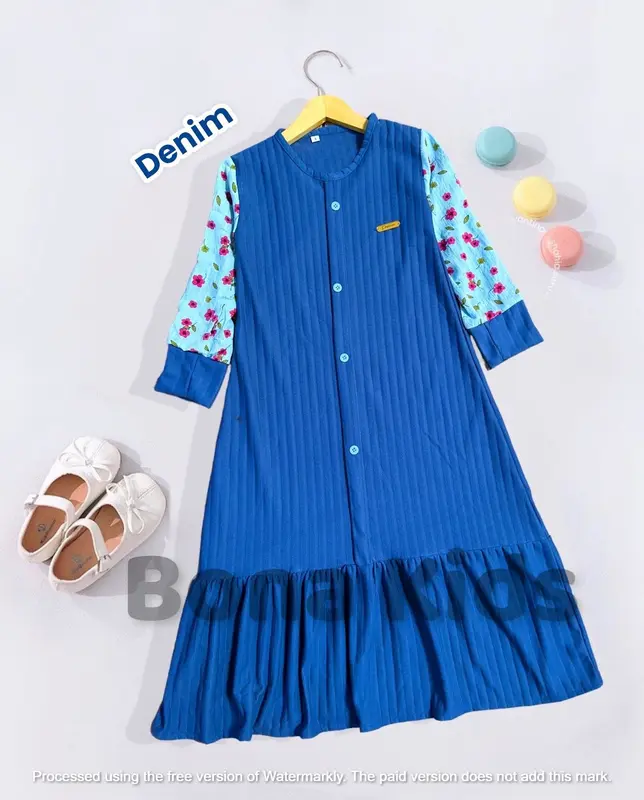 Gamis anak perempuan model duyung bahan knit hornet untuk usia 1 - 12 tahuan Bunga Cantik Motif Muslim 1