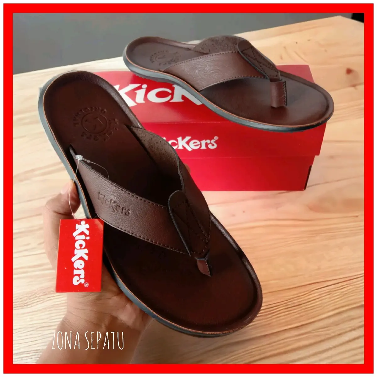 Sandal Jepit Pria Kickers Kulit Model Jepit Casual / Sendal Kulit Laki-laki Lebaran Trendy Terbaru Kasual / Sandal Kulit Jepit Cowok