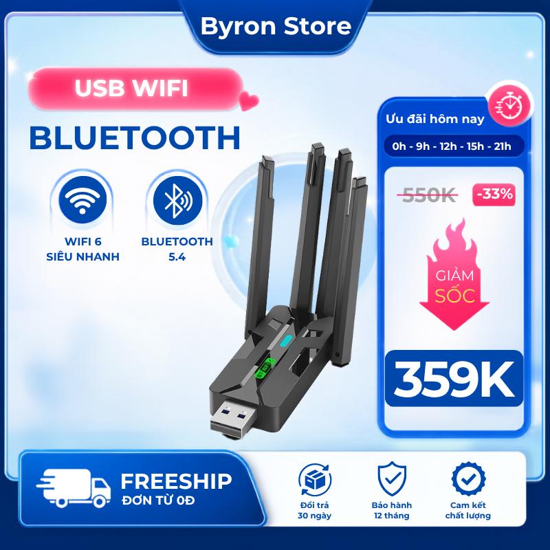 USB WiFi 6 + Bluetooth 5.4 2 Trong 1 4 Râu Thu Sóng Mạnh – Adapter WiFi Cho PC…