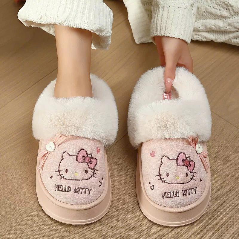 Sục bông nữ cổ lông dập chữ PATTI DUCK Đế Siêu Nhẹ Cao DéP Slipper Có Quai Women