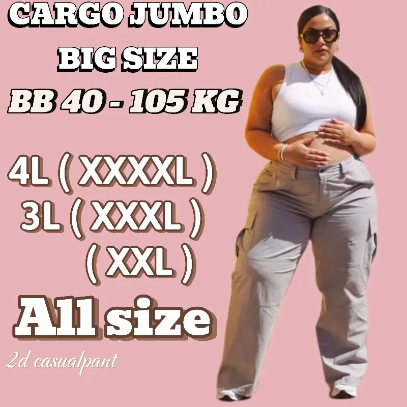 Cargo Pants Wanita Highwaist Premium Loose Korean Style Jumbo - Celana Kargo Wanita Terbaru 0