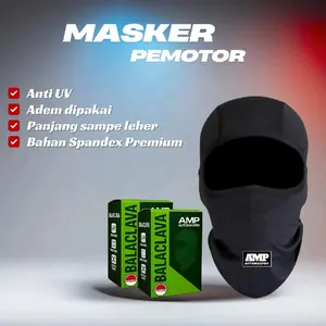 Automaxpro AMP Masker Helm Motor Balaclava Spandex Premium Anti UV Nyaman Menyerap Keringat Pelindung Sinar UV Mendunia Penutup Wajah Polos Hitam