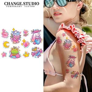 Miếng Dán Hình Xăm Màu, Thiết Kế Hoạt Hình Dễ Thương, Kéo Dài Trong 7 Ngày, Không Thấm Nước Và Chống Ma Sát, Có Sẵn Trong Nhiều Màu Sắc