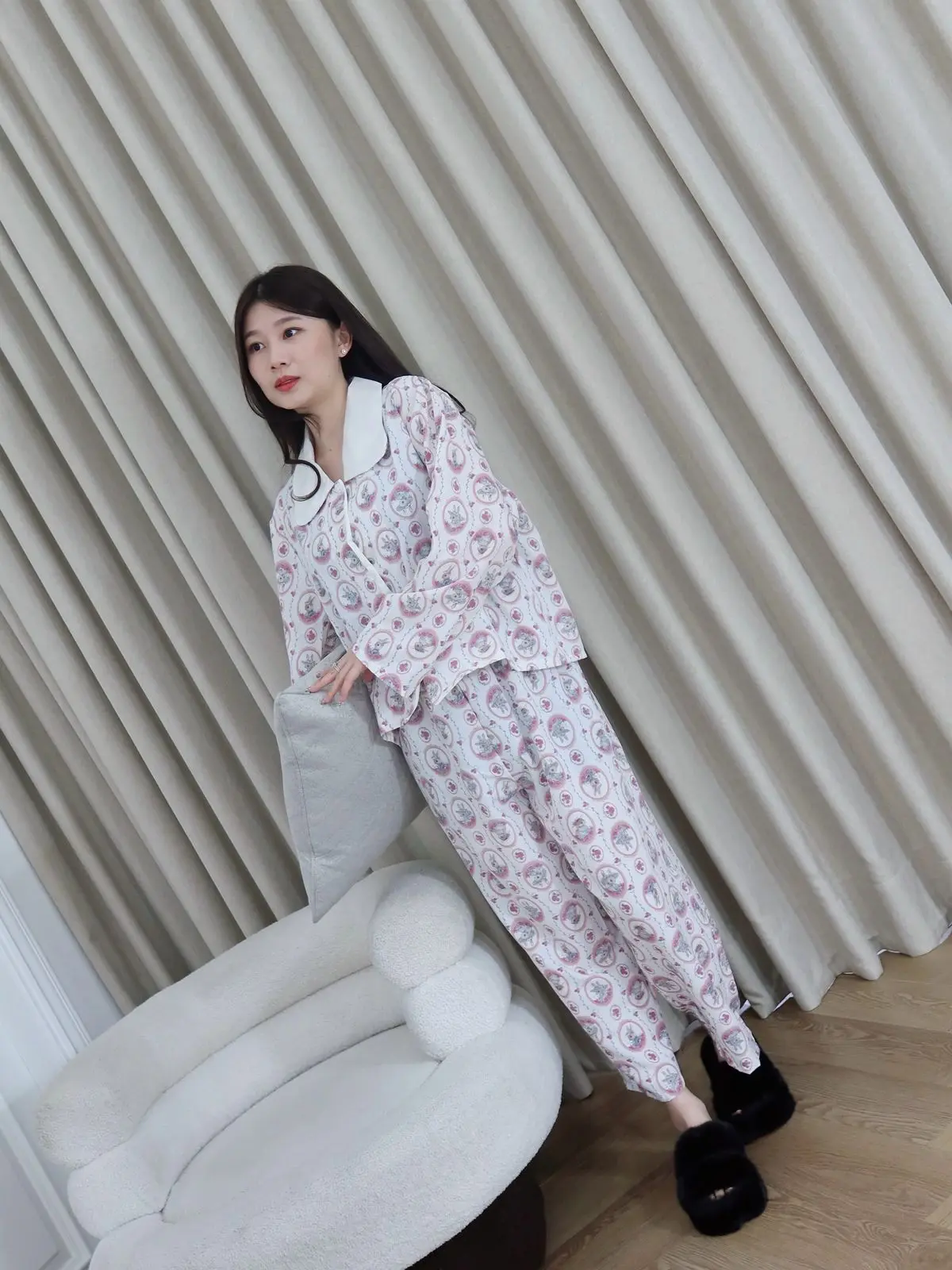 [PickMe] #A48 Baju tidur stelan oneset wanita baju tidur satin motif rabbit