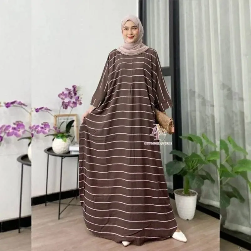 Kaftan Motif Blaster Rayon Premium Jumbo LD 180 cm Panjang Muslim Cantik Gamis Wanita
