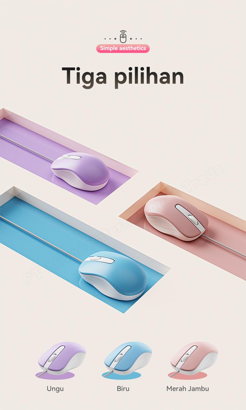 YLV Mouse Kabel untuk Kerja & Game - Sensor Optic Canggih untuk Kursor Stabil Tanpa Lag - Langsung Pakai Tinggal Colok USB - Bisa untuk Windows dan Mac