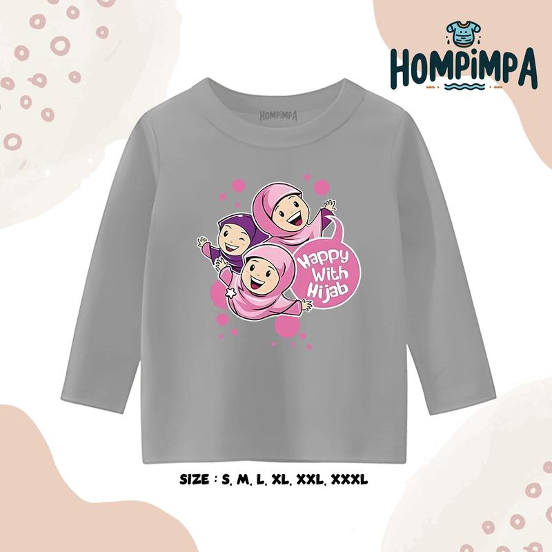 Kaos Anak Lengan Panjang Gambar Hijab Sablon DTF Distro 30s Fashion Baju 3
