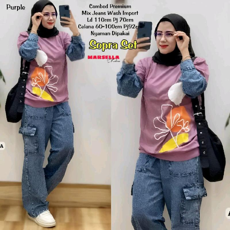 Sopra Set Celana Wanita Terbaru Setelan Celana Jeans Kekinian 3