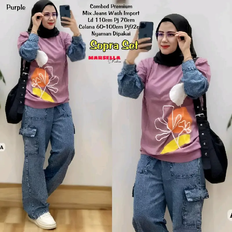 Sopra Set Celana Wanita Terbaru Setelan Celana Jeans Kekinian 3