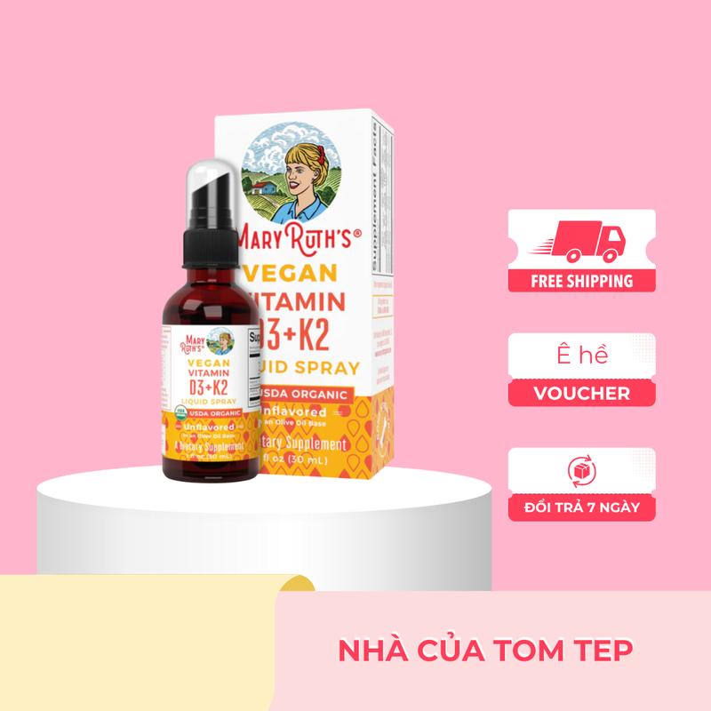   TTH   Vitamin D3 K2 Mary Ruth' 30ml dạng xịt USDA organic dành cho bé từ 6 tháng 