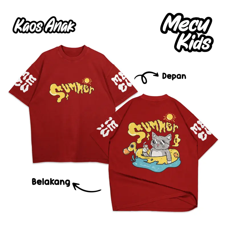 MECUKIDS CAT SUMMER KAOS DISTRO ANAK UMUR USIA 4 5 6 7 8 9 10 11 12 Tahun Tangan Lengan Pendek Combed Katun 2