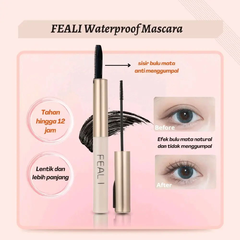 Feali Mascara Waterproof Long Lasting Volumizing Eye Lash Makeup - Make Up Maskara Waterproof